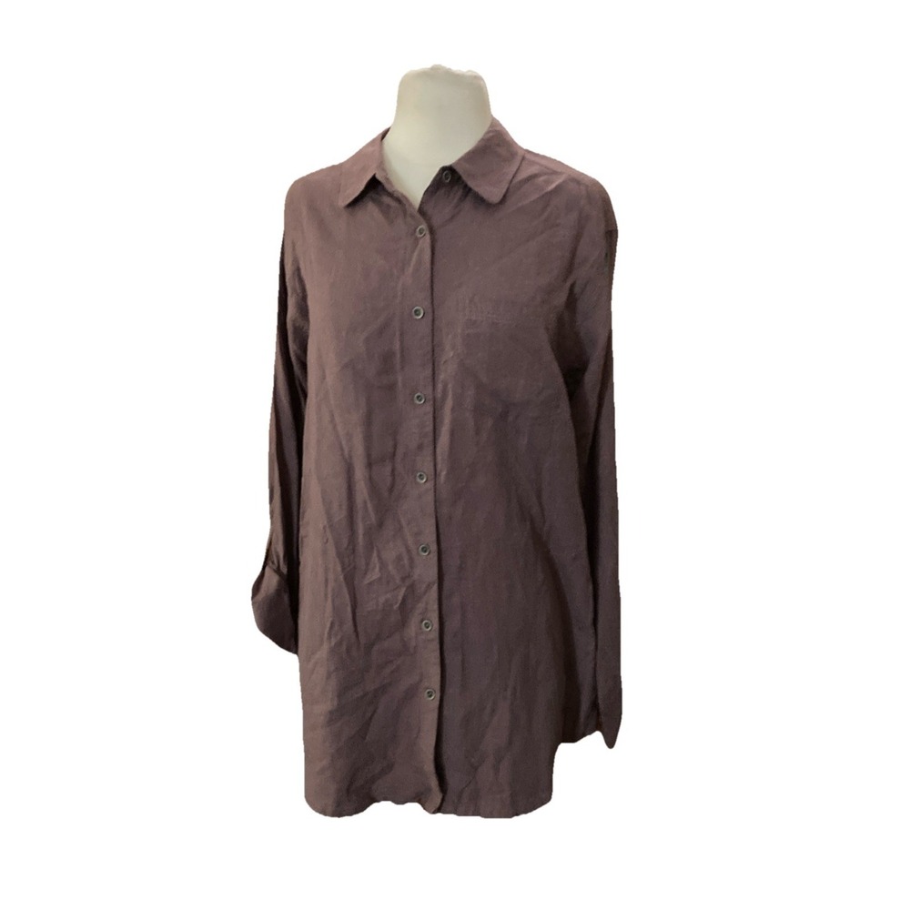 Prana Aster Tunic Women's Sz L New Mauve Hemp Long Sleeve Button Zip Pocket $89